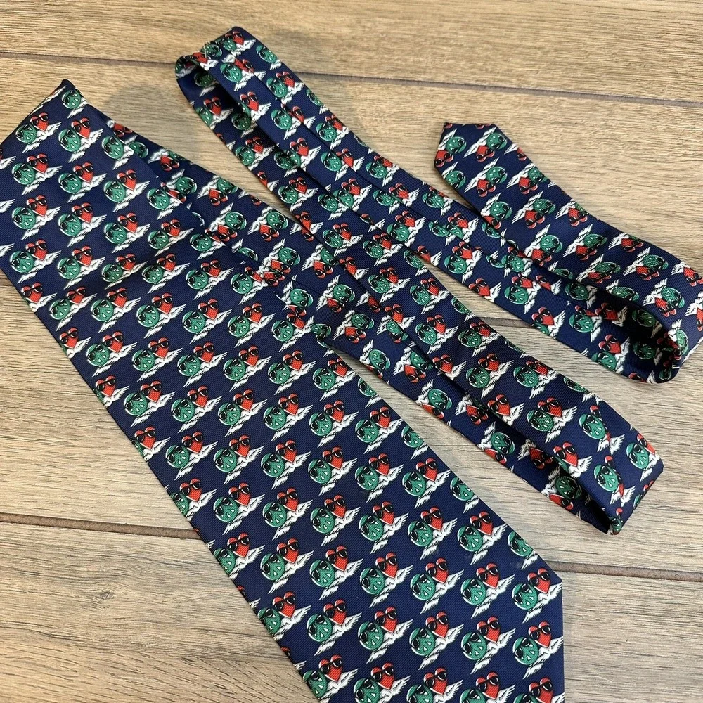Vtg 90s MOSCHINO Tie Valentines 100%‎ Silk Made In Italy Navy Hearts Sunglasses